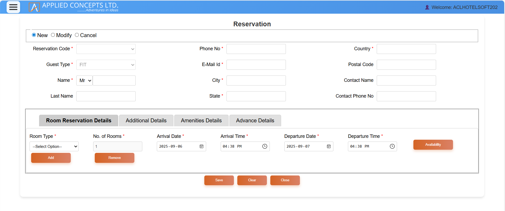 Reservation screenshot
